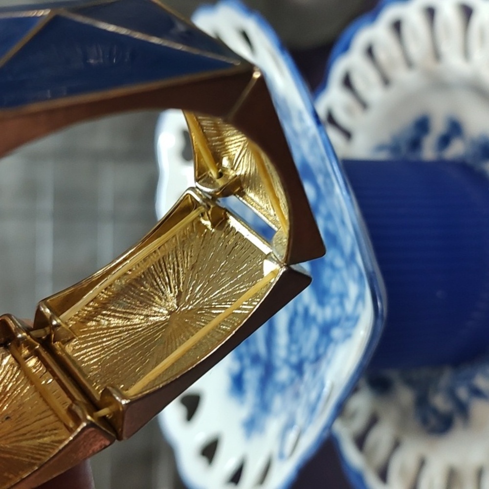 Geometric Blue and Gold Bracelet - Picture 4 of 5